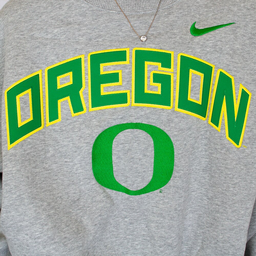 Classic Oregon O, Nike, Grey, Pullover, Cotton Blend, Women, Phoenix, Oversized, Sweatshirt, 954291